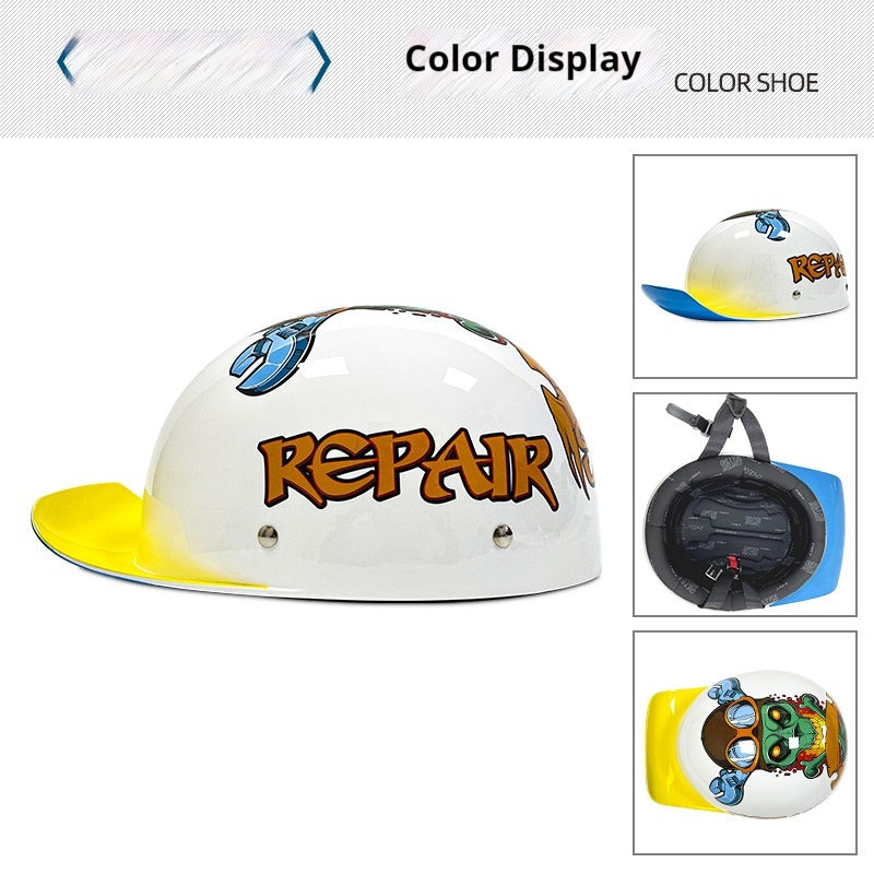 Casque Rétro Voiture électrique Femme Grande Chapeau Batterie Voiture d'équitation Casque universel