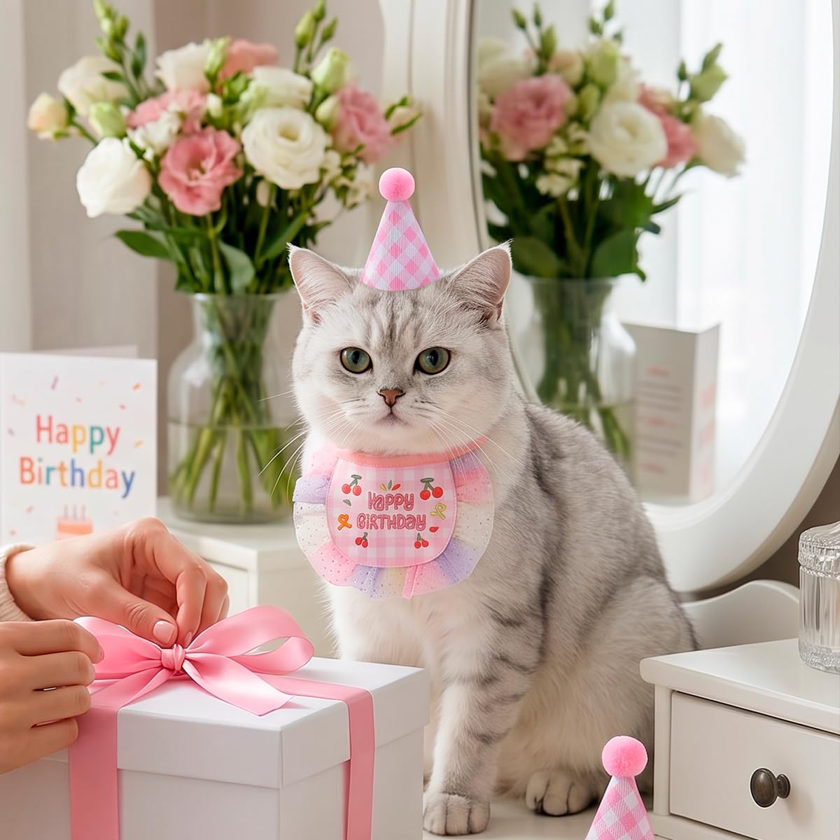 Costume de princesse de chat Robes de chat Tutu Kitte Ensemble d'écharpe de chapeau d'anniversaire Vêtements Dog Outfit for