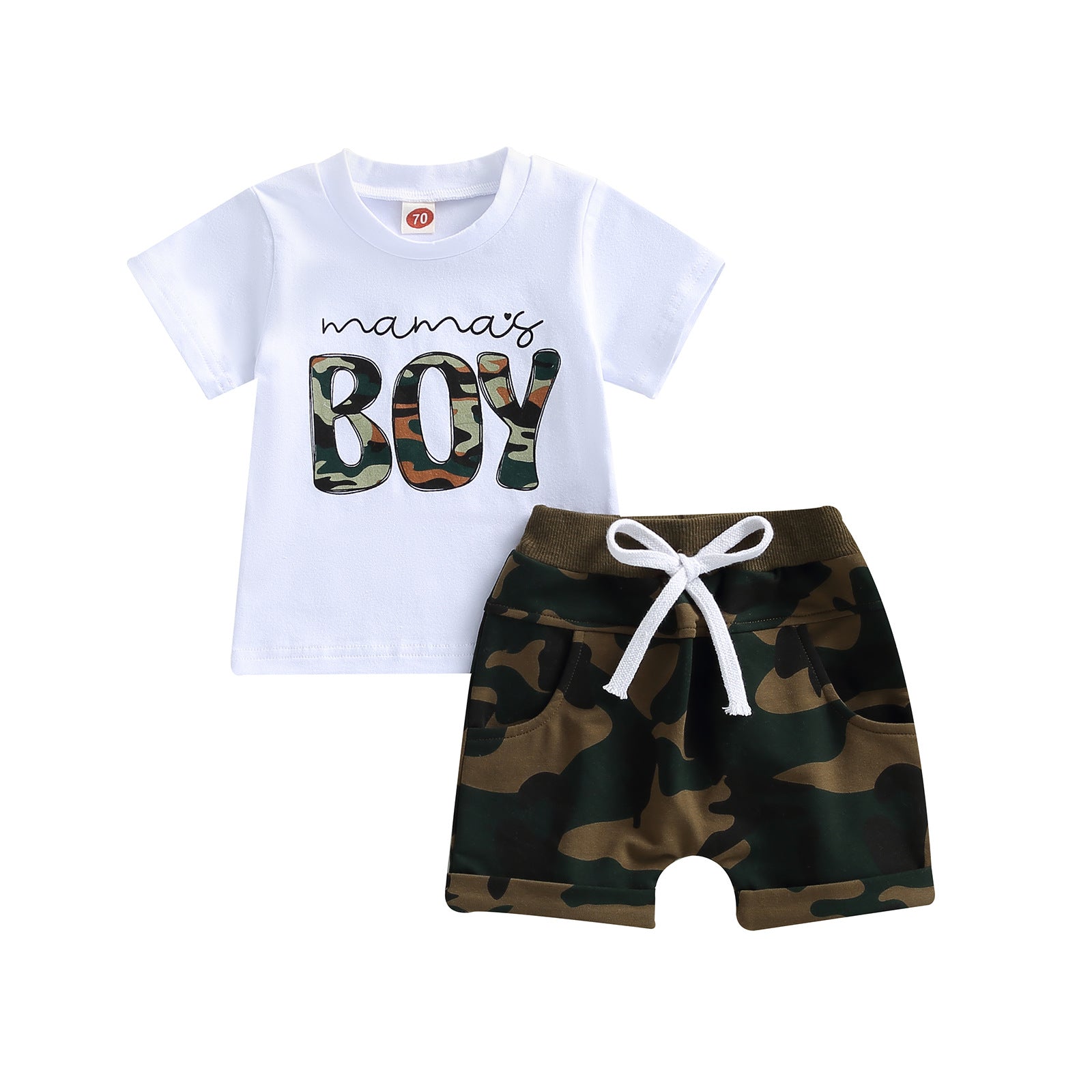 Short Camo couleur solide homme avec impression de lettre et manches courtes