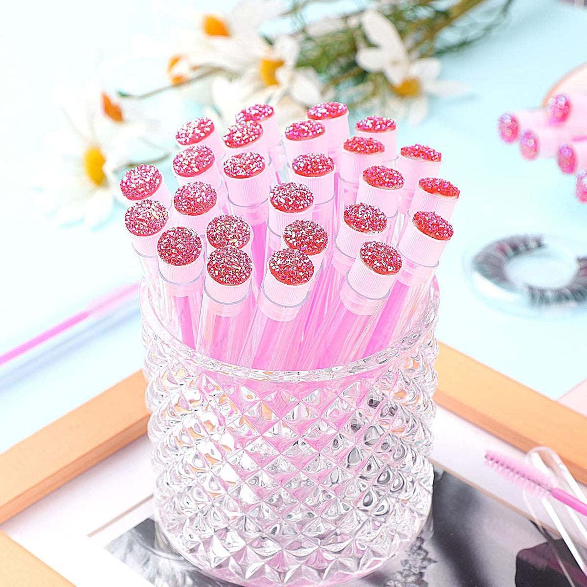 10 - 50 PCs jetables cils et brosses Mascara Diamond Lash Spoolie Wands pour maquillage