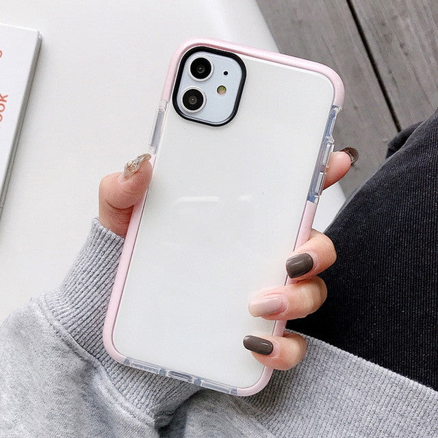 Boîtier de téléphone anti-goutte transparent en silicone bicolore