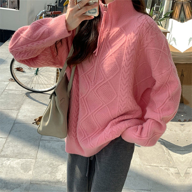 Women's half-zip turtleneck sweater