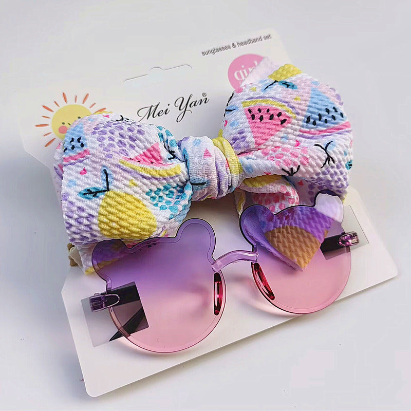 Lunettes de soleil pour enfants et ensemble de bande à cheveux à imprimé fruit