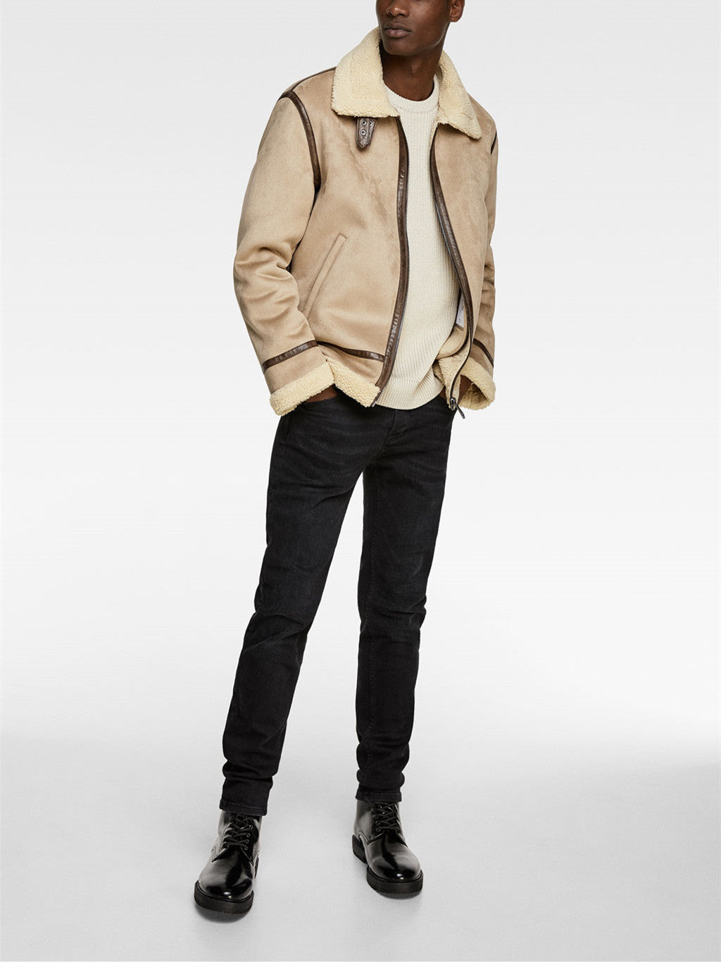 Veste en tissu Lapel Suede pour homme