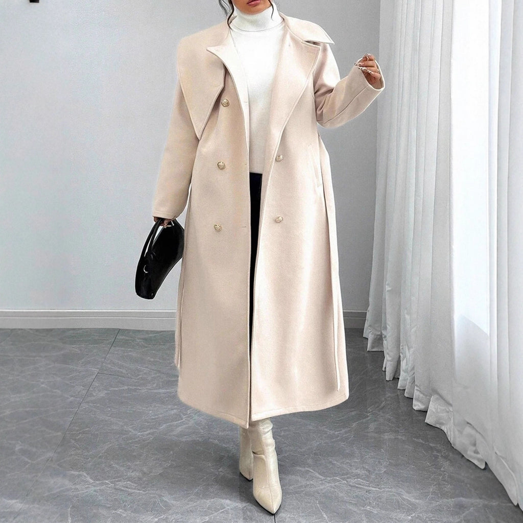 Manteau de laine à deux seins avec un collier asymétrique