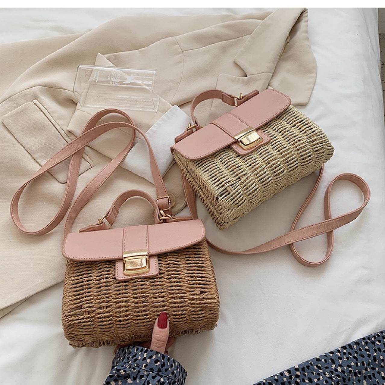 Springsummer Chic Woven Trendy Sac à main Straw Crossbody Sac