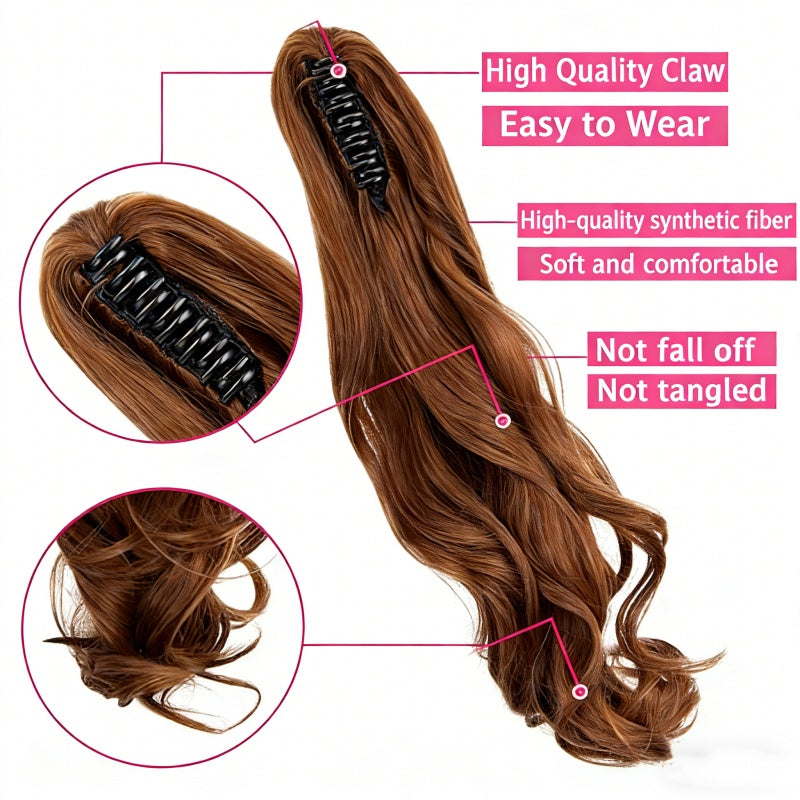 Clip-in Ponytail Hair Extension 22 pouces Wavy CurlySynthetic Wig pour femme Coiffure facile