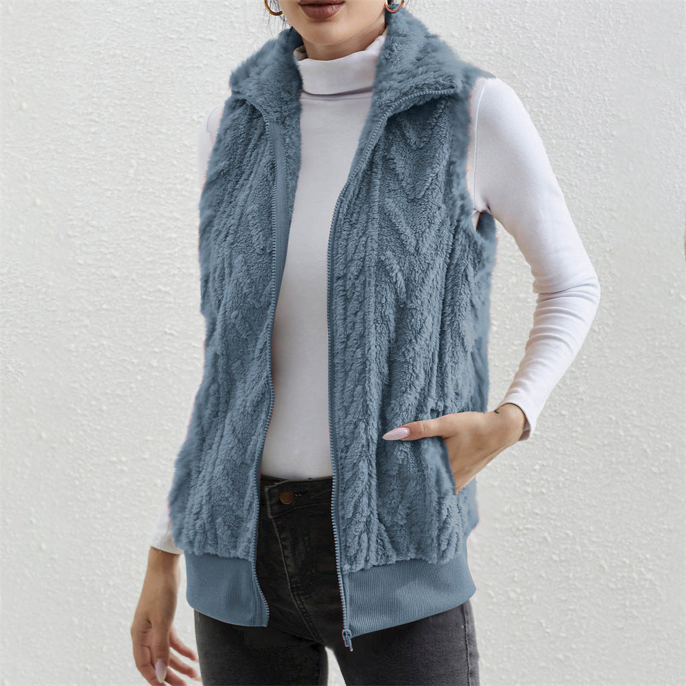 Veste sans manches Jacquard épais pour femmes
