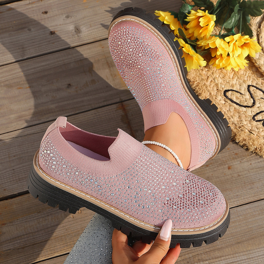 Sneakers casual féminins en Strass-Embelled Stretchy