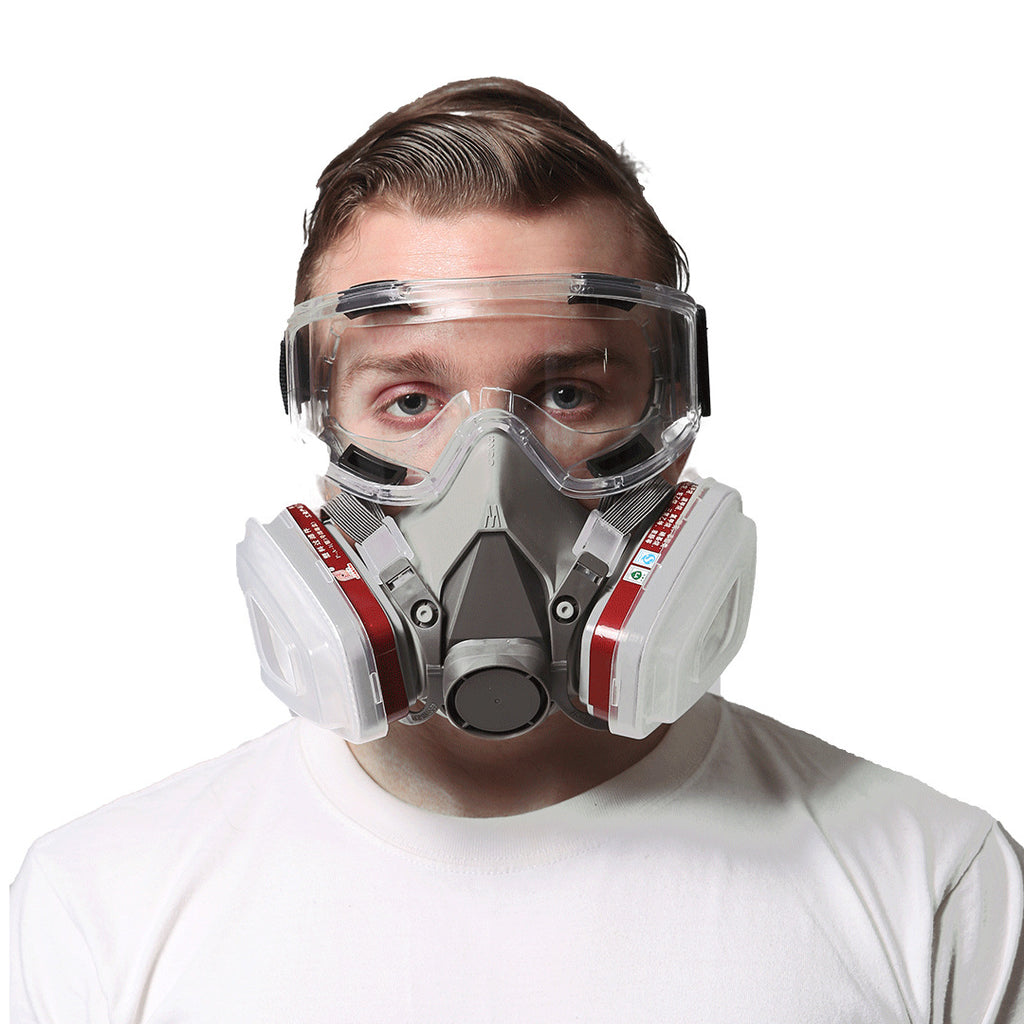 Masque respirateur double-cartridge gris-blanc