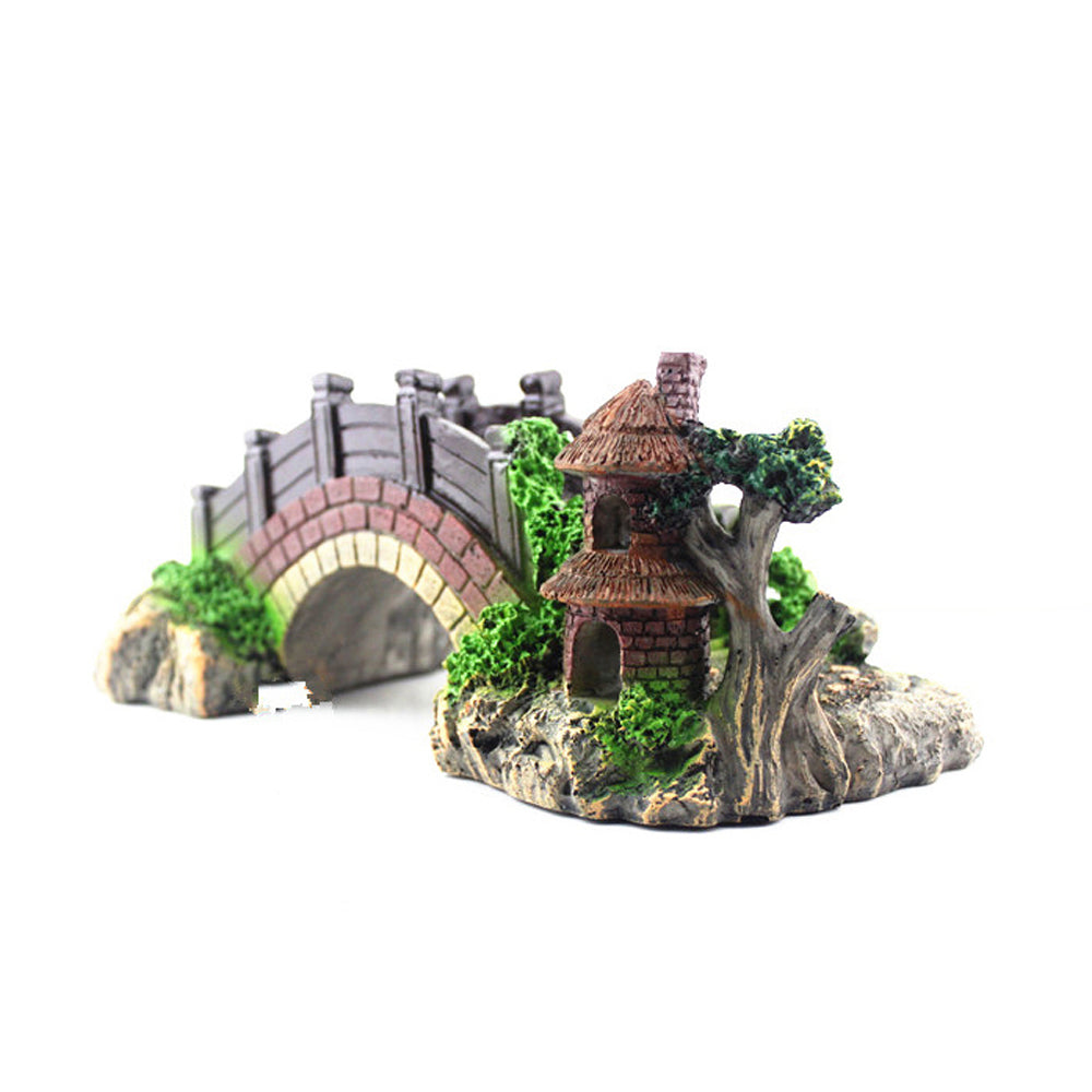 Resin Bridge Arch Bridge Black Red Bridge Fish Tank Landscaping Décoration Bridge Aquarium