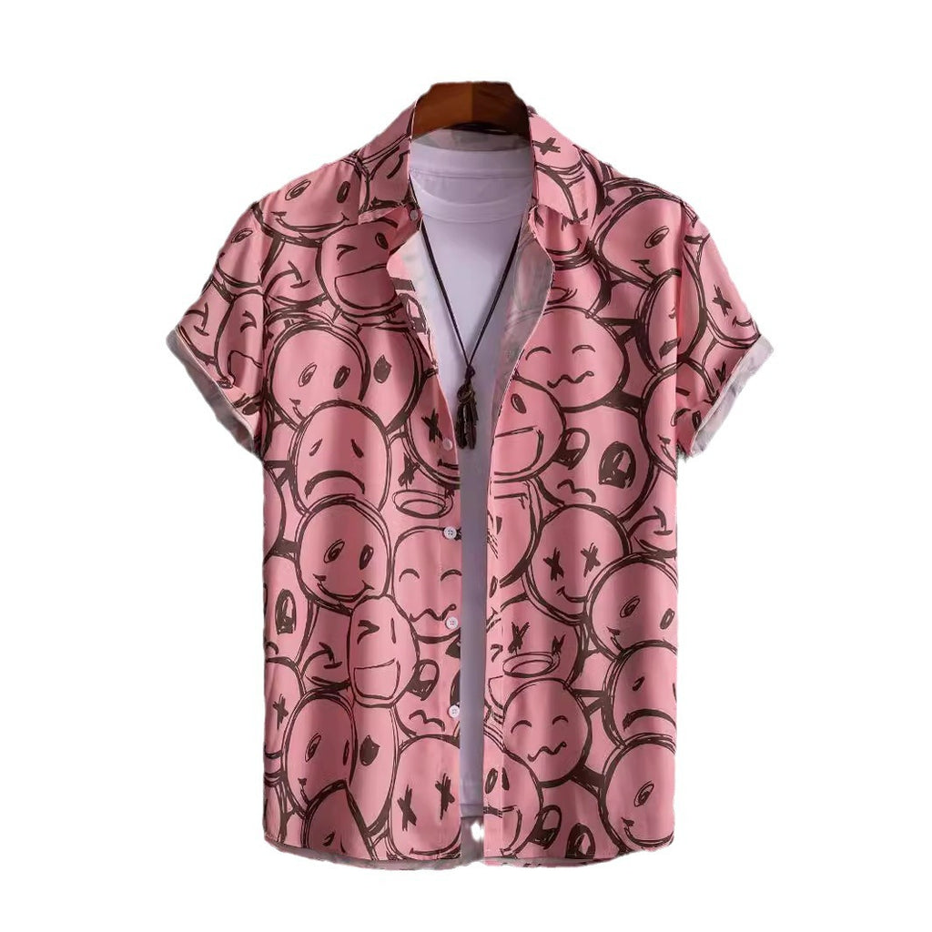 Chemise homme manches courtes Impression numérique 3D Hawaiian Trendy Cardigan Shirt