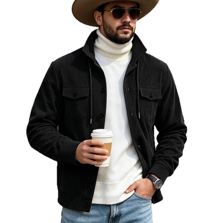 Veste Corduroy Homme Vêtements de dessus Manches longues Top Mens Manteau