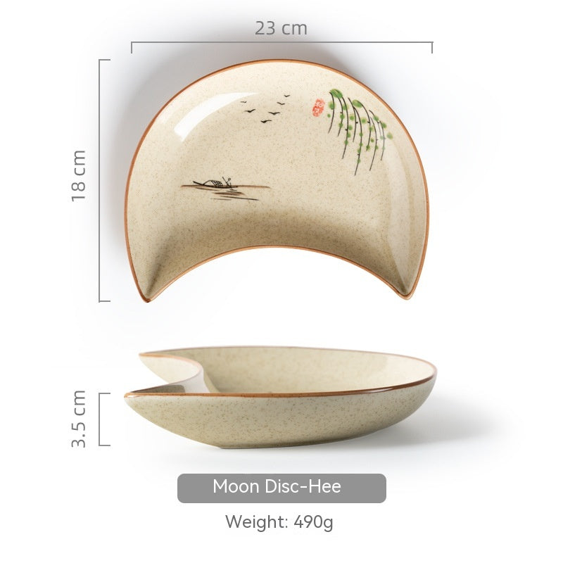 Ustensiles de table de plateau de lune en céramique de ménage