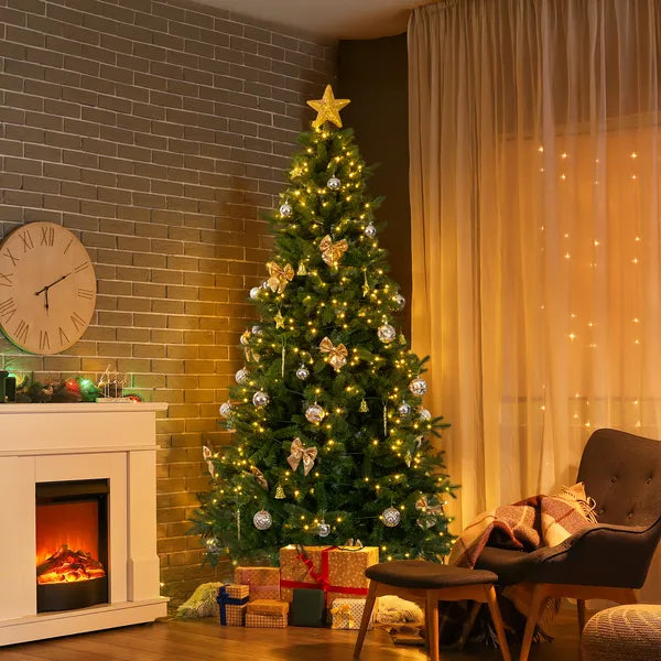 7.5 FT Arbre de Noël artificiel avec bricolage 400 lumières LED blanches chaudes