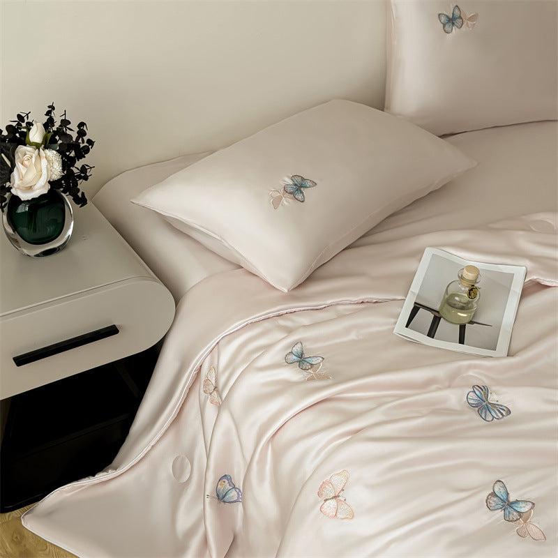 Tencel Brodé été Climatisation Quilt Four-piece Set de refroidissement viscose mince duvet