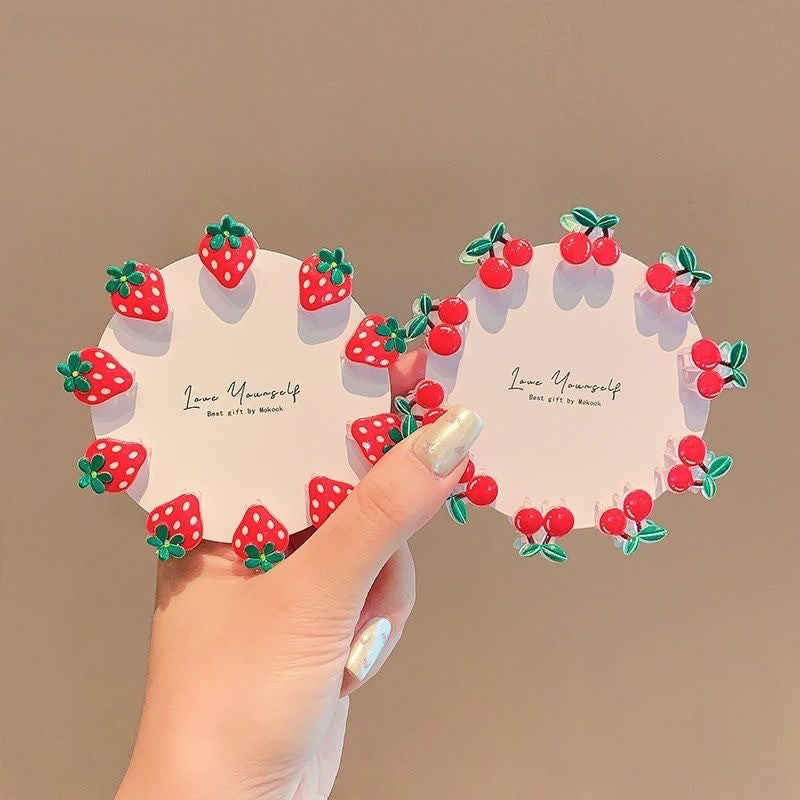 Cerise et fraise Mini Hair Clips Sweet Bang Clipsessentiels pour le lavage quotidien du visage