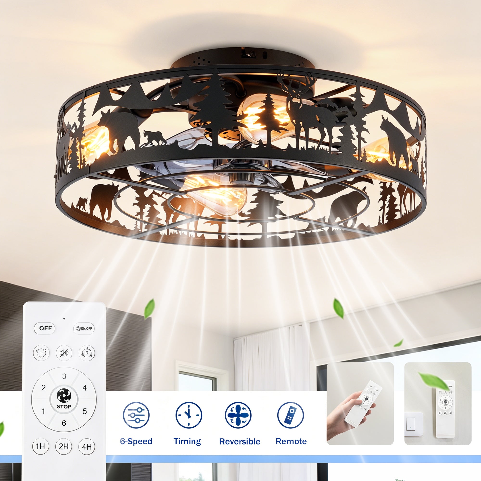 Éventails de plafond 20en Caged avec télécommande
