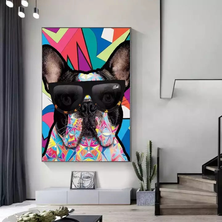 Rue Graffiti Animaux Chats Chiens Lapins Toile Peinture Core Salon Chambre Decorat