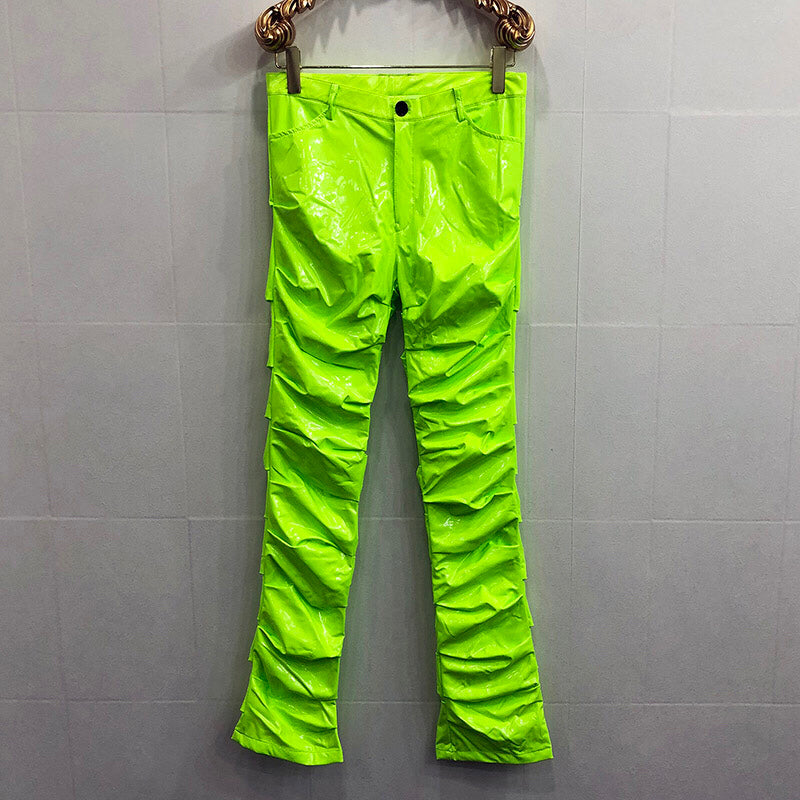 Mirror Fit pleed Flare Pantalons en cuir pour hommes et femmes