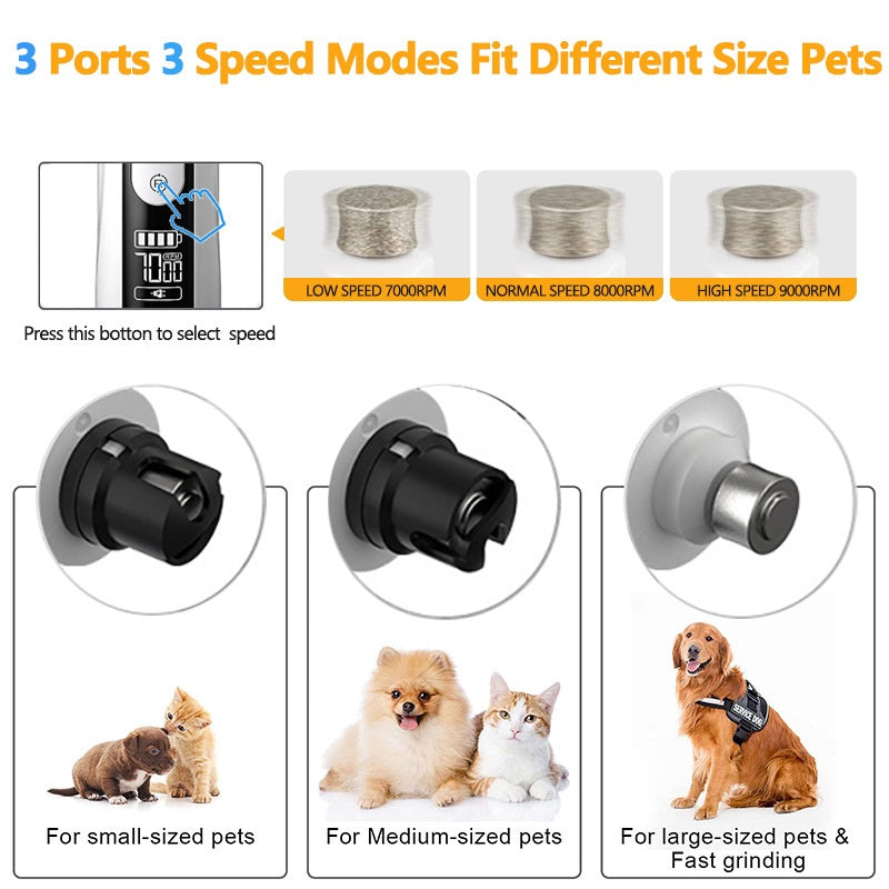 Piercing automatique des ongles Pet 3 vitesses LED électrique
