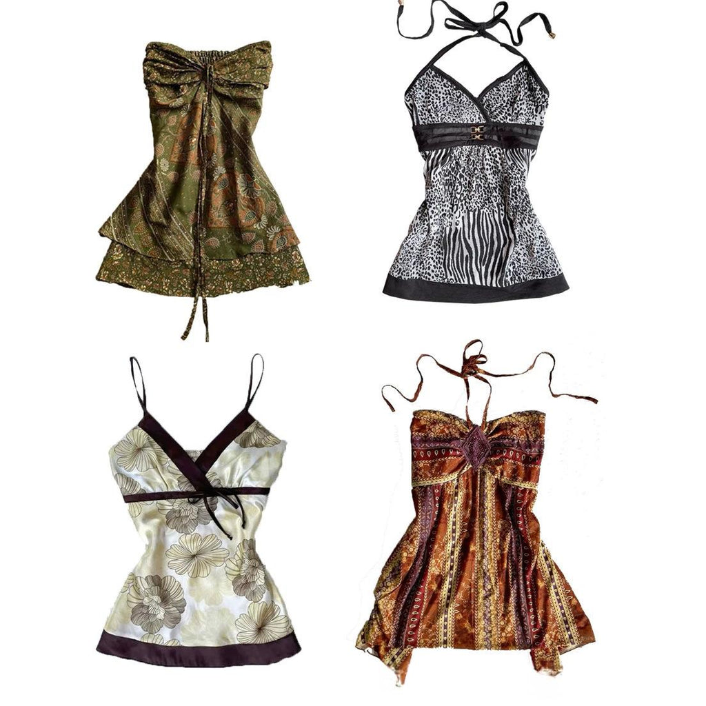 Style vacances Bohemian Imprimé Halter Tube Étanche Camisole à plat Top