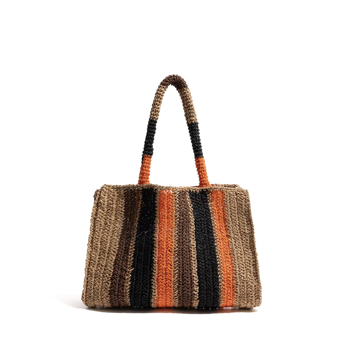 Sac de paille rayée en papier à bloc de couleur