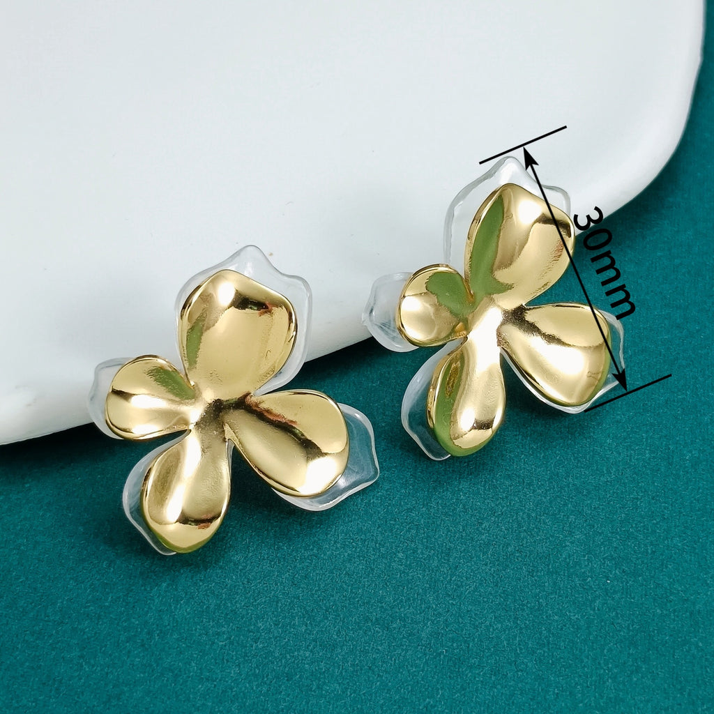 Boucles d'oreilles en acier inoxydable à double couche Léger Luxe avec une sensation Premium