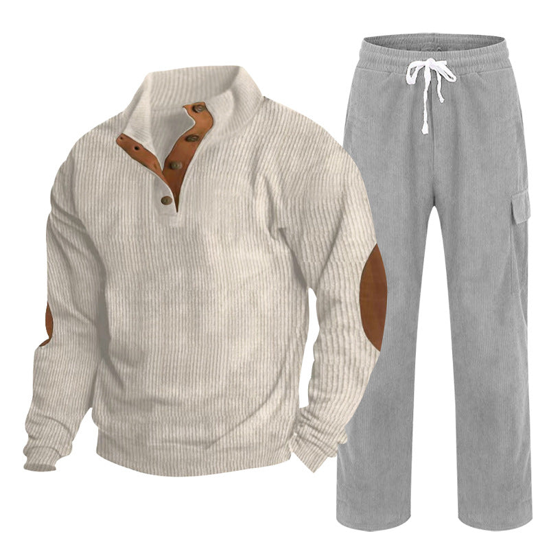 Hommes Corduroy Button-Down Henley Chemise et pantalons à queue droite