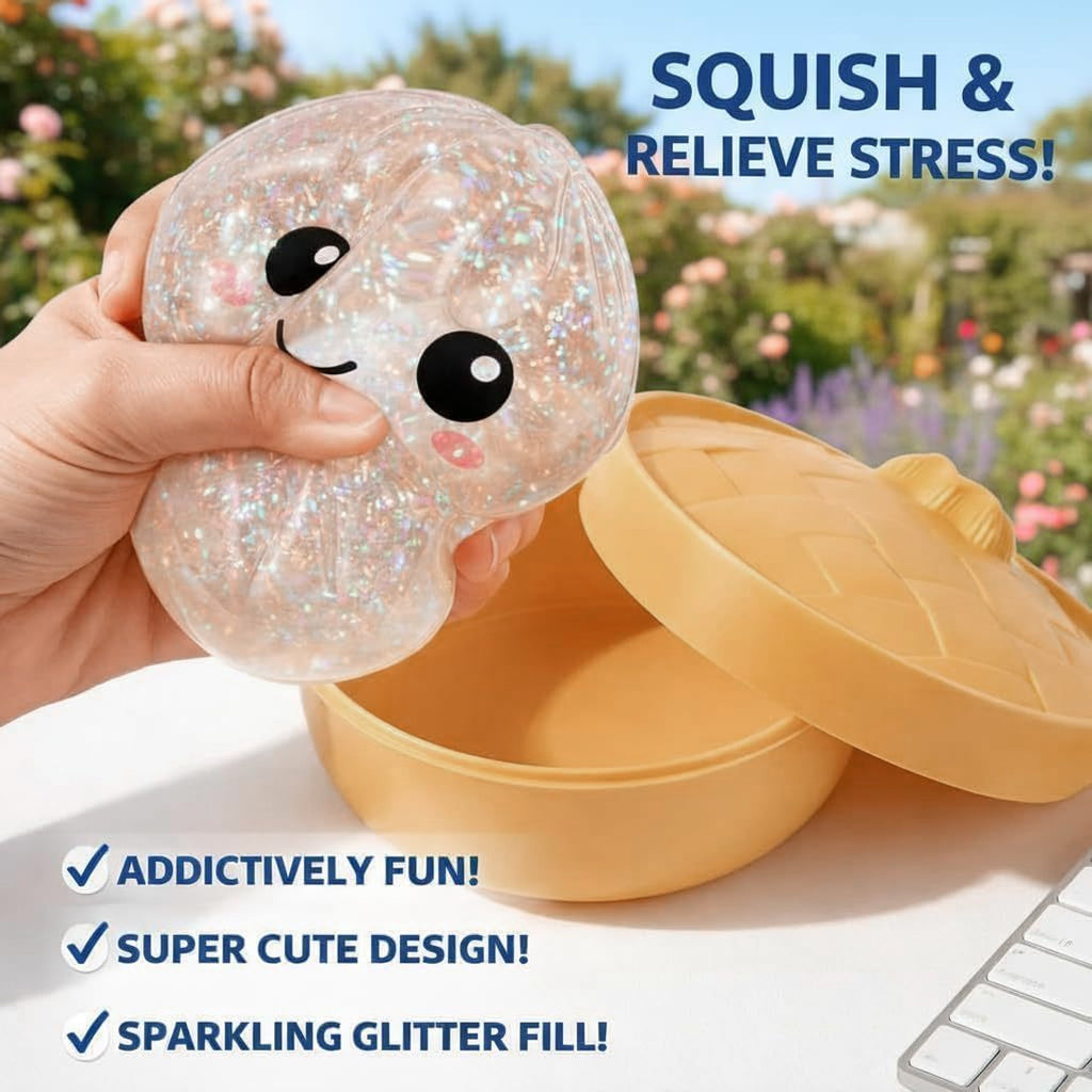 12PCS Glitter Dumpling S Quishy Toy Mystery Blind Box Bun Stress Relief Steamer