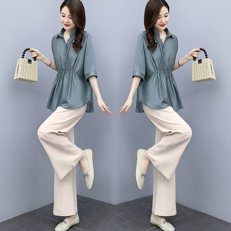 Pantalon à large jambe Casual Chic Plus de taille Linge de maison avec un drap d'écoulement