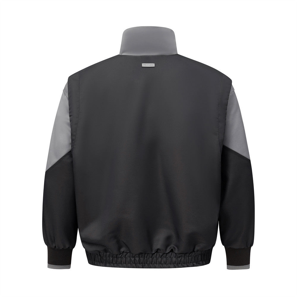 European And American Color Contrast Patchwork Workwear Stand-up Collar Jacket Fashion Bra