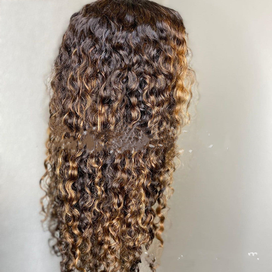 Perruque femelle petite vague noir et brun couleur mélangé Gradient