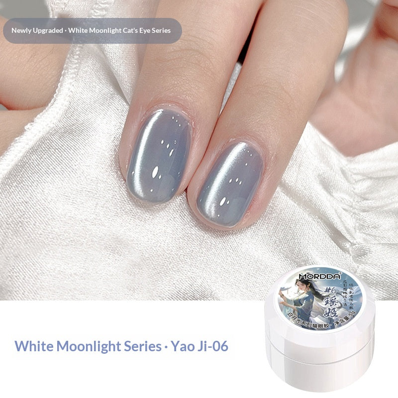 White Moonlight Ceramic Cat Eye Nail Gel Polish Porcelaine White Cat Eye Gel Pour Manucures