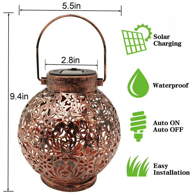 E-Commerce Solar Wrought Lampe de suspension en fer extérieur lampe de jardin imperméable Villa Décoration
