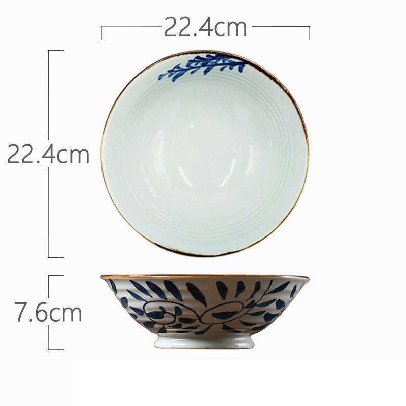 Couleur sous glaçure à haute température Peint à la main en céramique Cross Grain Bowl
