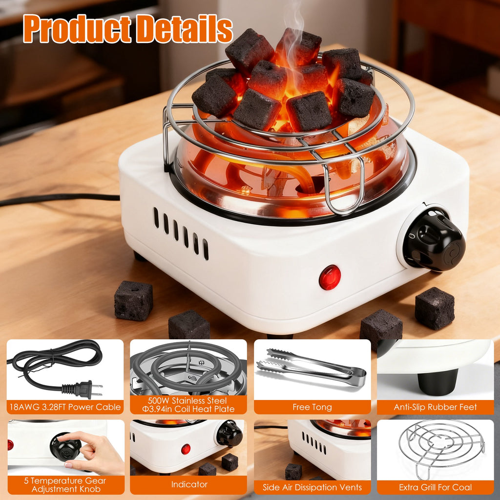 1Pc brûleur de charbon électrique 500W Hookah brûleur de charbon compact pour Hooka Cub
