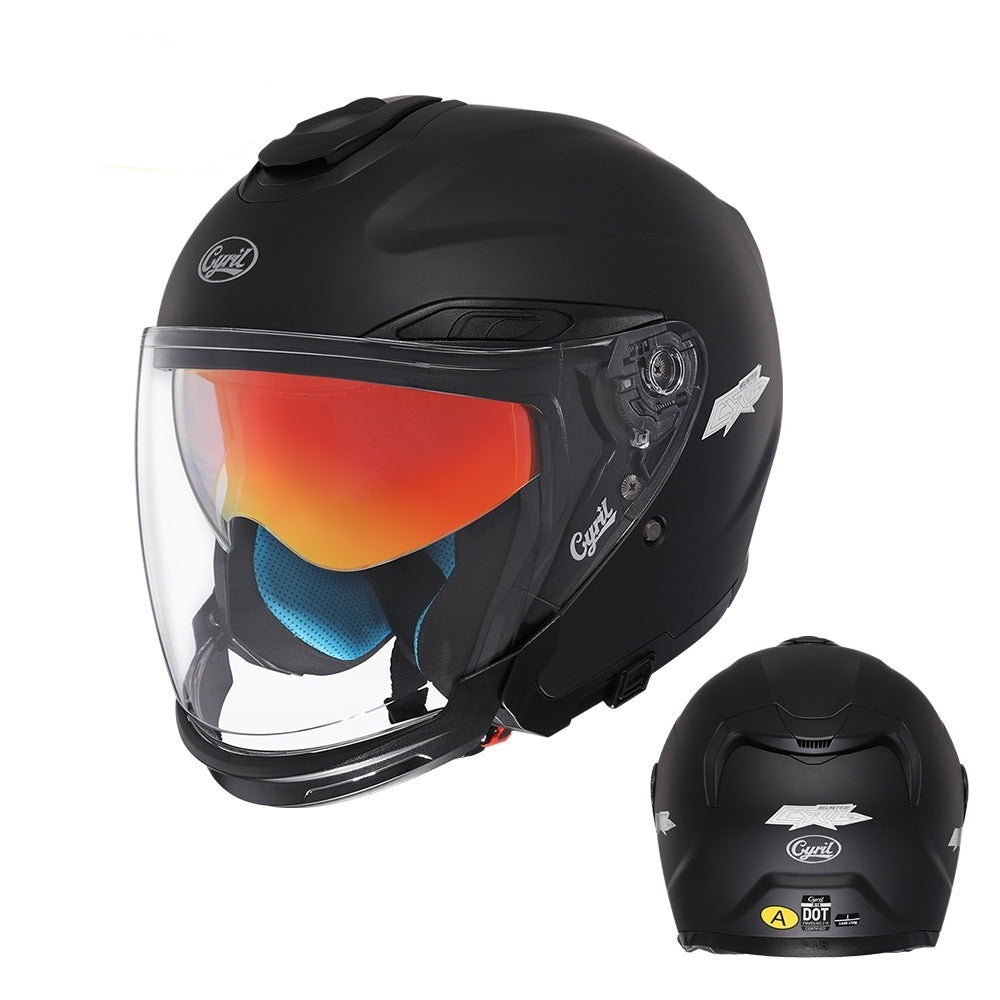 Moto homme d'été demi-quart casque homme de trois-quarts double visor pour hommes toute la saison