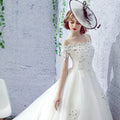 Robe de mariée Mariée Une épaule Trail Français Veil Hepburn Femme