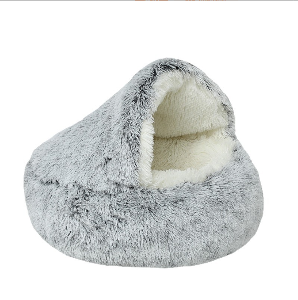 Lits de chat en peluche aux cheveux longs semi-fermés à l'épreuve du vent