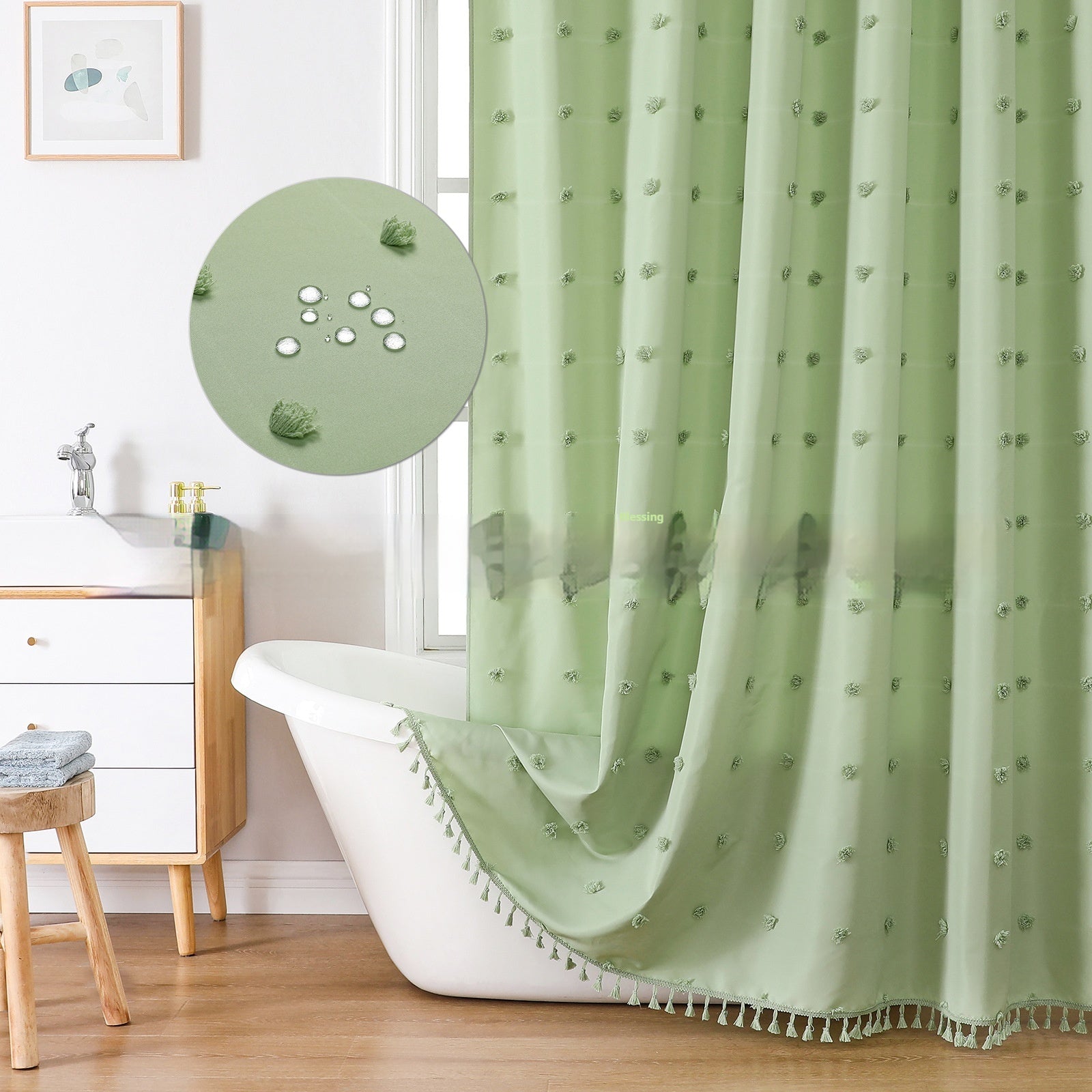 Rideaux de douche simples en polyester Hydrangea coupé