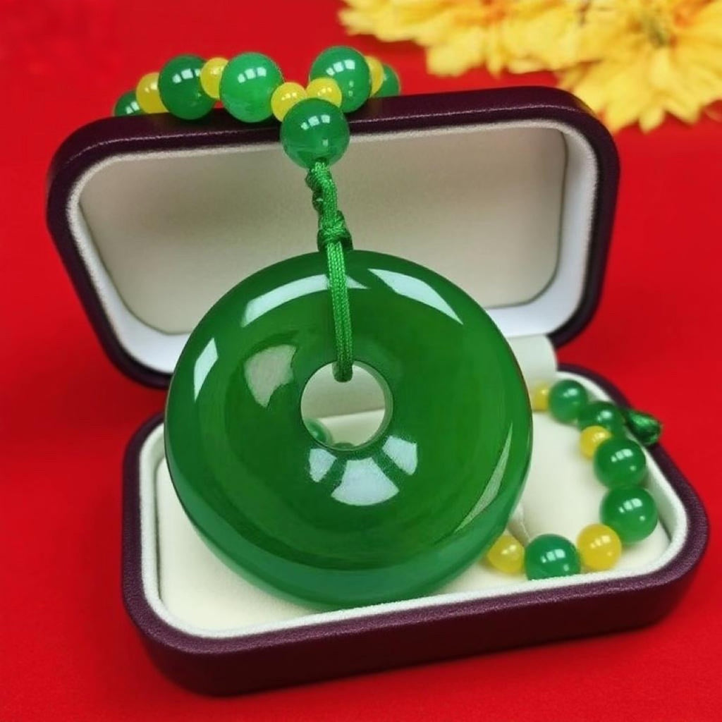Émeraude haut de gamme Jade Chalcedony Sécurité Buckle Grand pendentif Jade vert impérial Chandail C