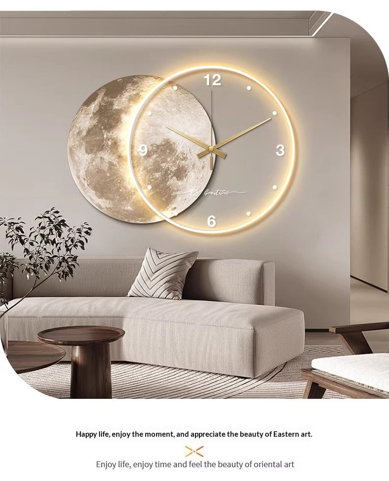Moon Salon Horloge Murale Horloge Lumière Murale