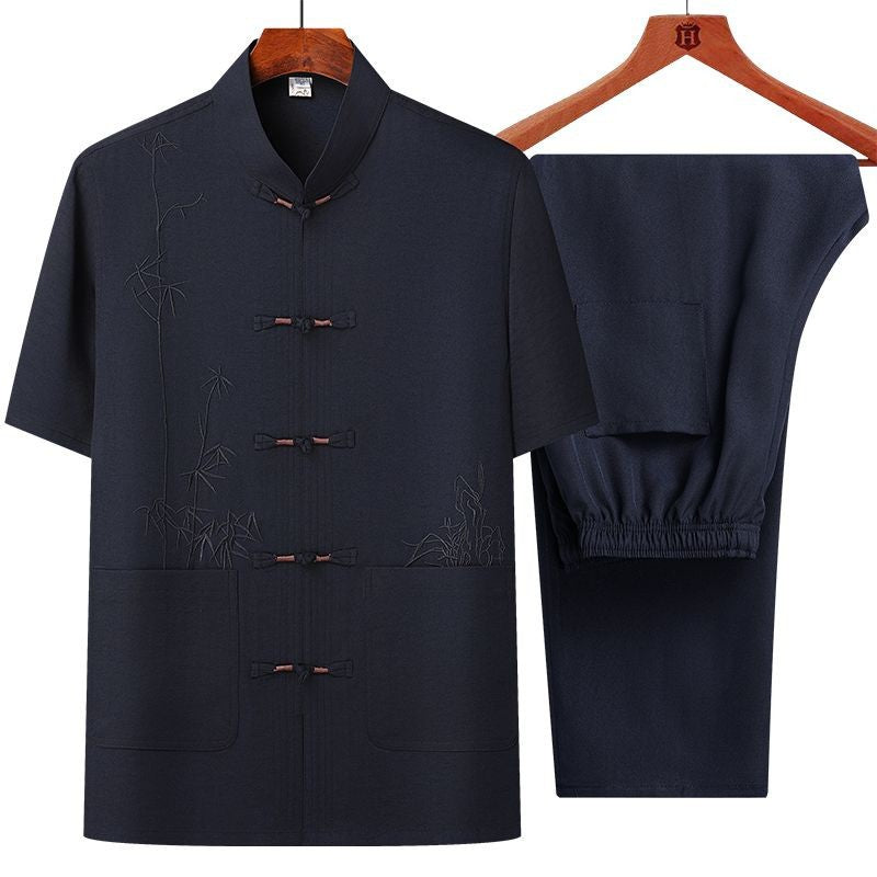 Chemise à manches courtes pour hommes de style chinois