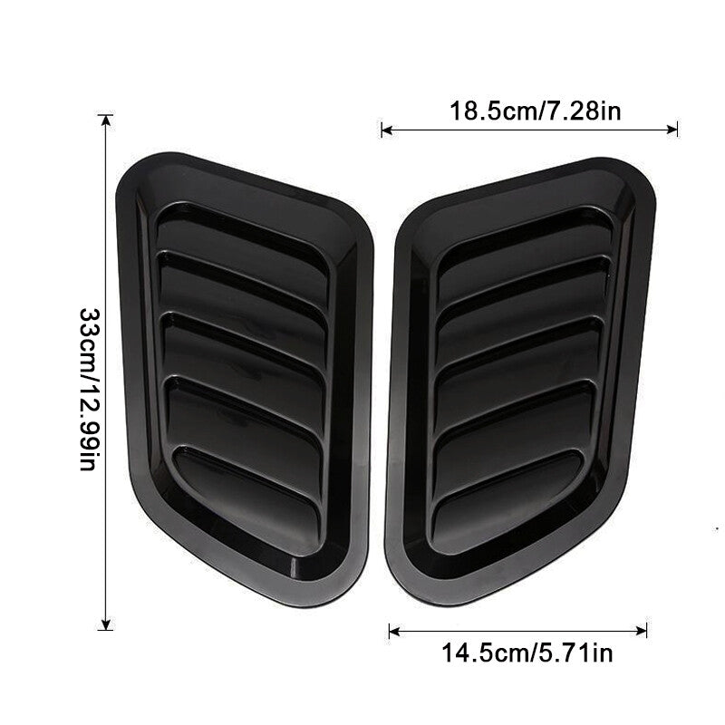 Bloss Black Car Bonnet Hood Air Flow Intake Scoop Vent Decor couvre Universal 2X