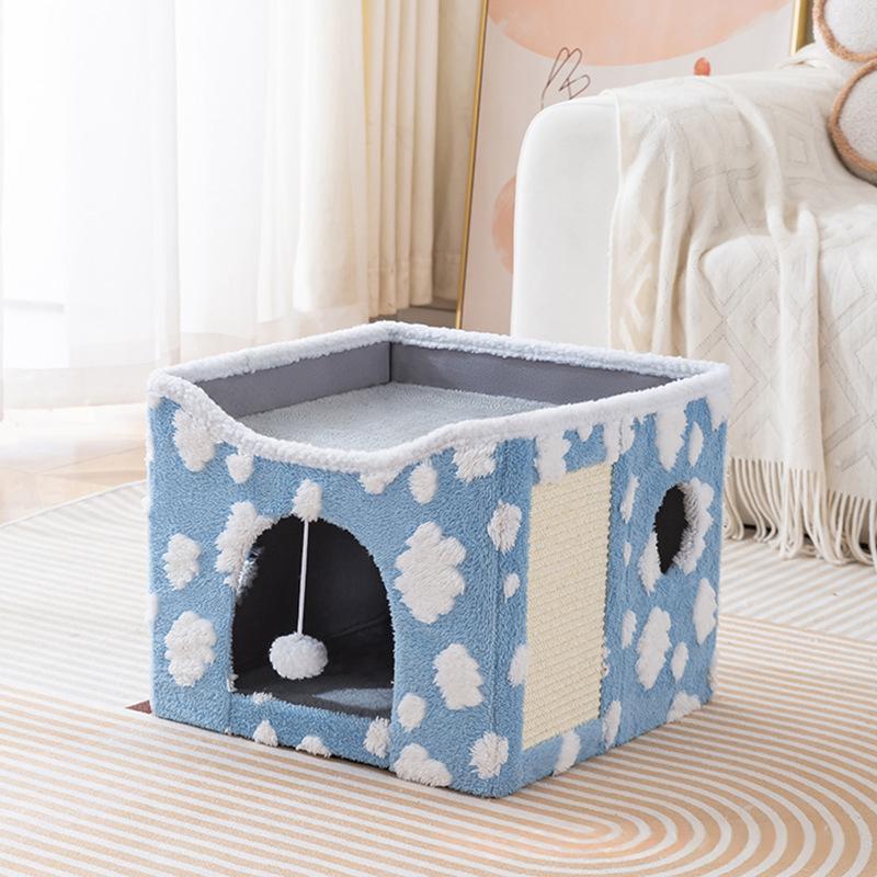 Lit de chat pliable avec peluche douce pour la chaleur