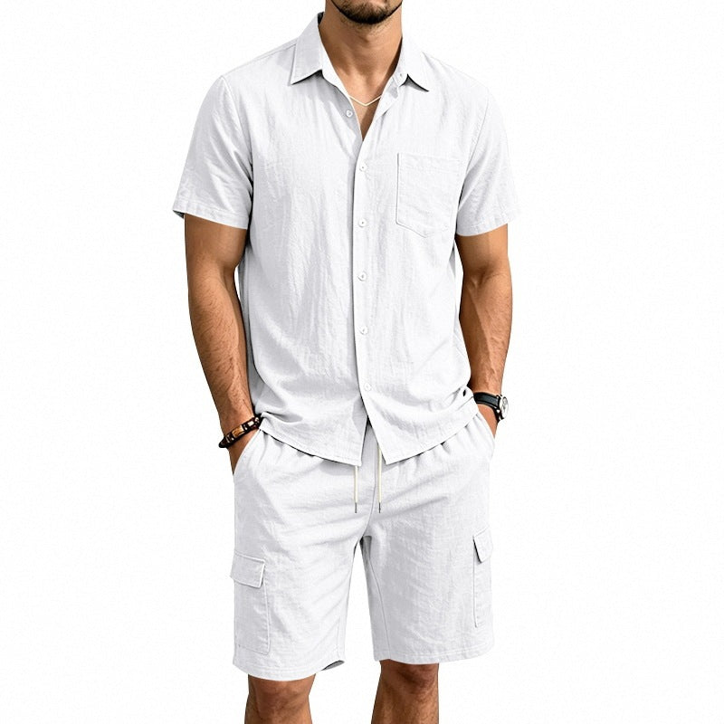Hommes Linge de maison Chemise à manches courtes et ensemble de shorts de travail