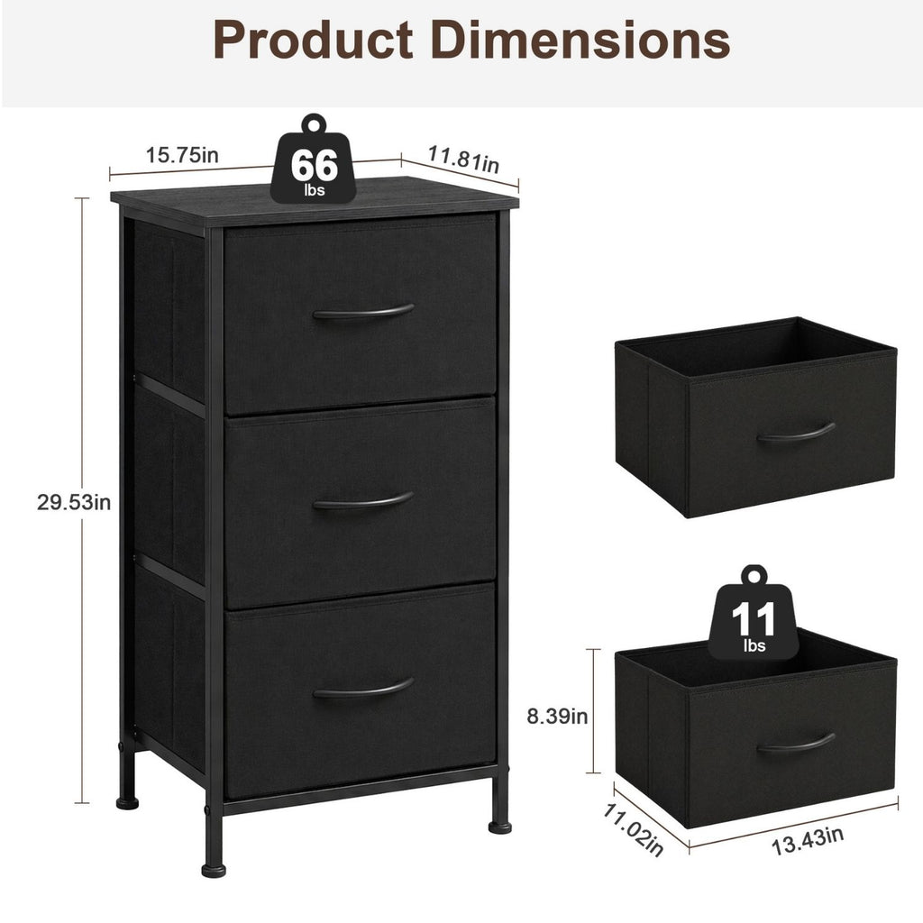 Dressing de tiroir en tissu 3-Tier