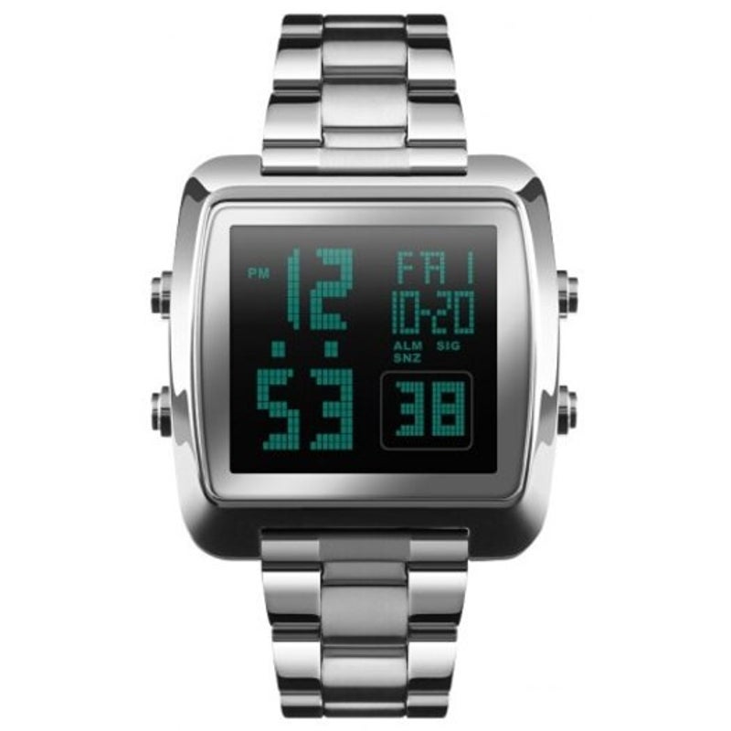 9 Montre électronique de sport homme de mode imperméable ceinture en acier inoxydable