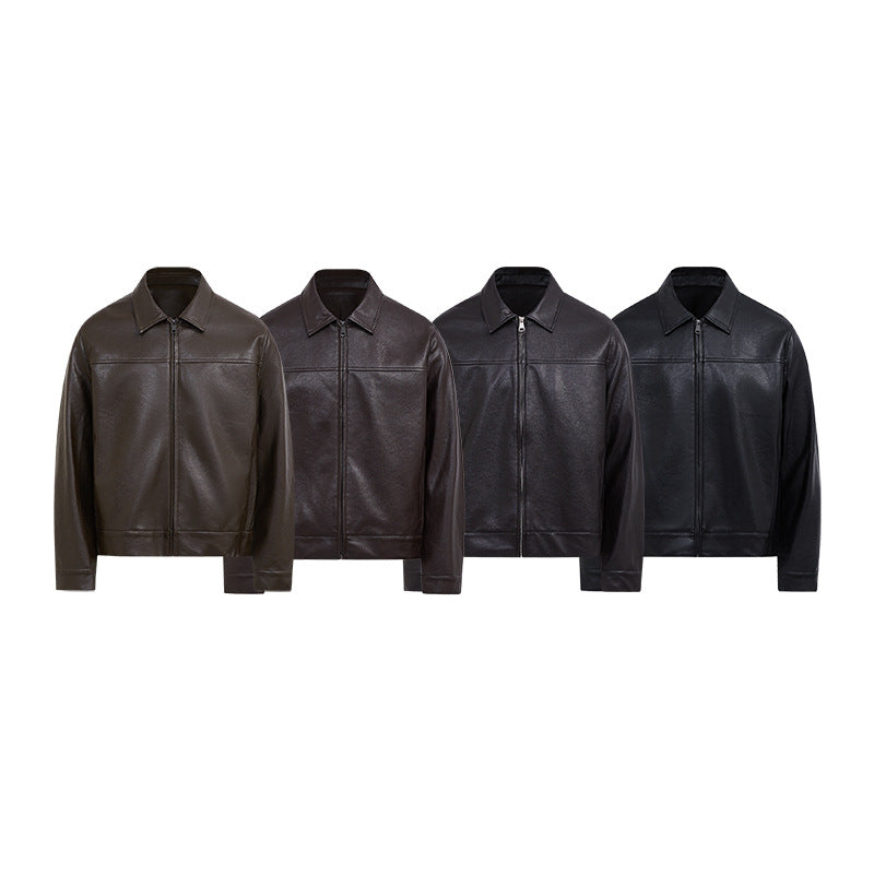 Veste en cuir courte d'automne manteau casual
